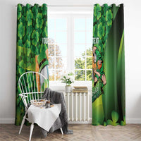 St Patrick's Day Ireland Rugby Custom Window Curtain Leprechaun Mascot Irish Shamrock Pattern - Wonder Print Shop