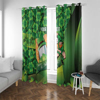 St Patrick's Day Ireland Rugby Custom Window Curtain Leprechaun Mascot Irish Shamrock Pattern - Wonder Print Shop