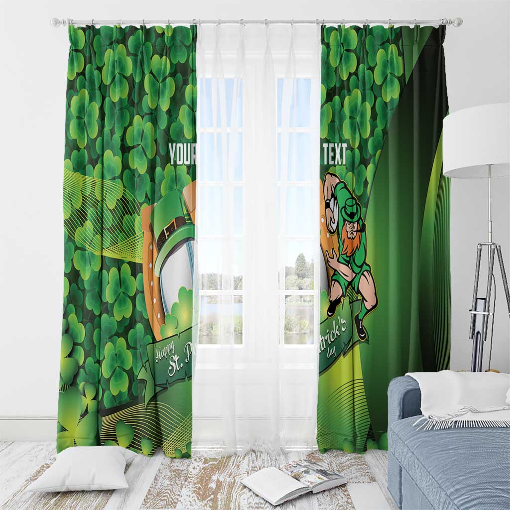 St Patrick's Day Ireland Rugby Custom Window Curtain Leprechaun Mascot Irish Shamrock Pattern - Wonder Print Shop