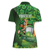 St Patrick's Day Ireland Rugby Custom Women Polo Shirt Leprechaun Mascot Irish Shamrock Pattern - Wonder Print Shop