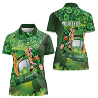 St Patrick's Day Ireland Rugby Custom Women Polo Shirt Leprechaun Mascot Irish Shamrock Pattern - Wonder Print Shop