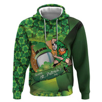 St Patrick's Day Ireland Rugby Custom Zip Hoodie Leprechaun Mascot Irish Shamrock Pattern - Wonder Print Shop