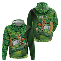St Patrick's Day Ireland Rugby Custom Zip Hoodie Leprechaun Mascot Irish Shamrock Pattern - Wonder Print Shop