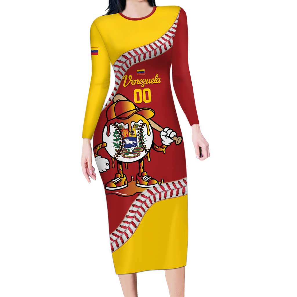 Venezuela 2026 Baseball Custom Long Sleeve Bodycon Dress Go Champions Drip Style