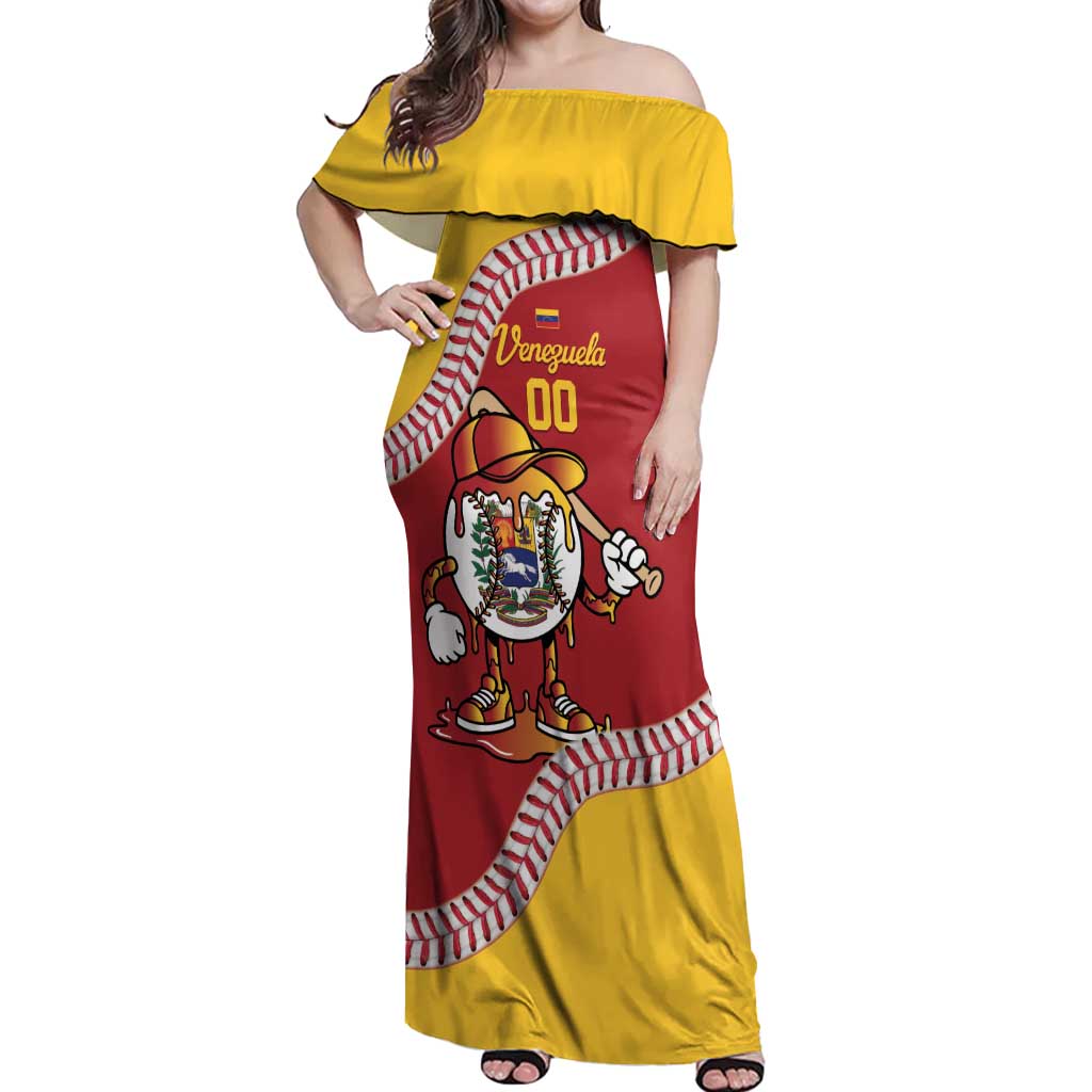 Venezuela 2026 Baseball Custom Off Shoulder Maxi Dress Go Champions Drip Style