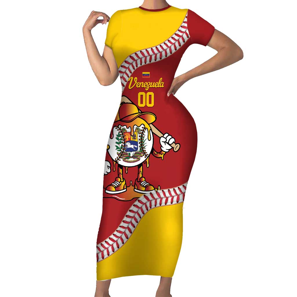 Venezuela 2026 Baseball Custom Short Sleeve Bodycon Dress Go Champions Drip Style