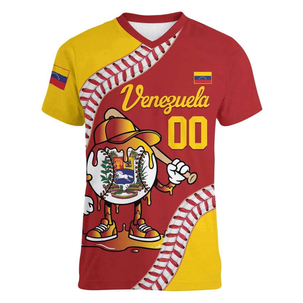 Venezuela 2026 Baseball Custom Women V-Neck T-Shirt Go Champions Drip Style