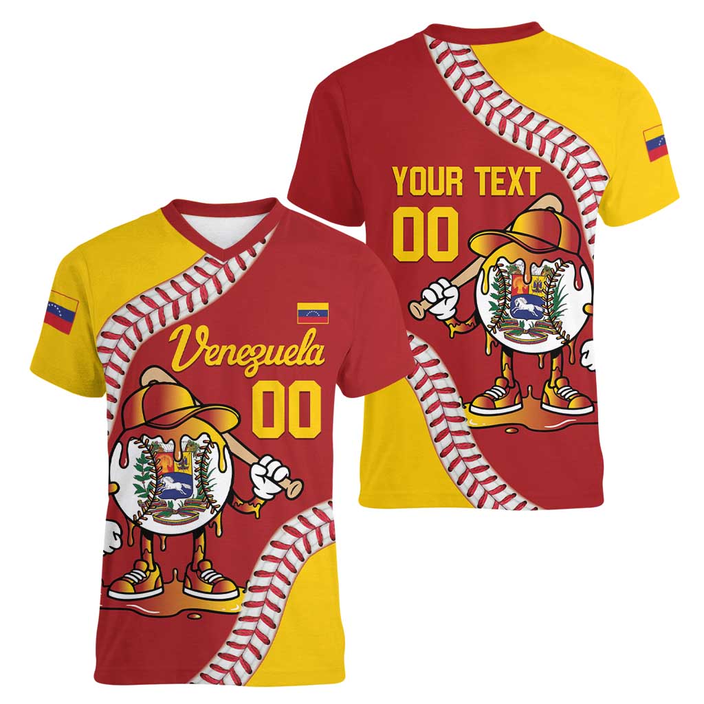 Venezuela 2026 Baseball Custom Women V-Neck T-Shirt Go Champions Drip Style