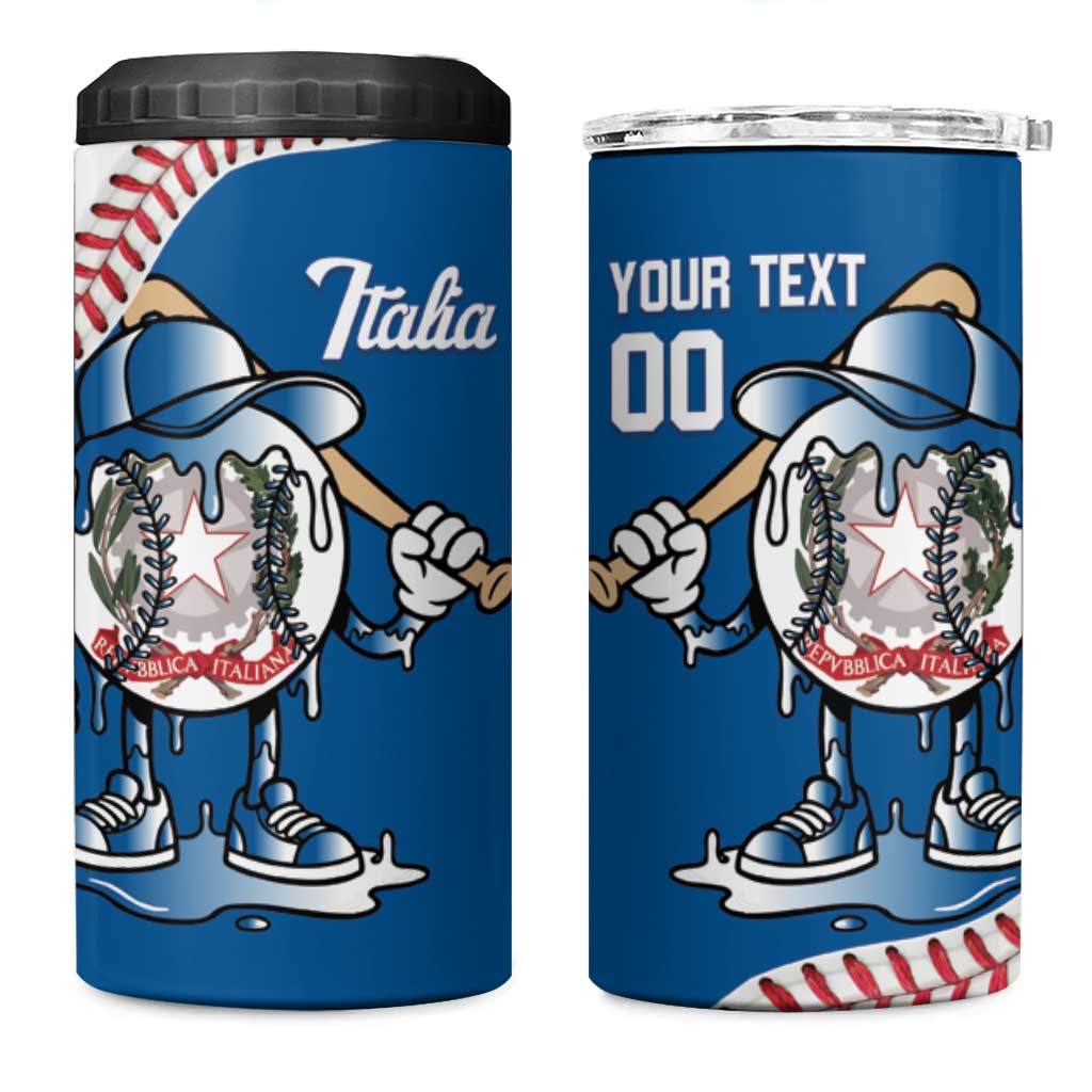 Italy 2026 Baseball Custom 4 in 1 Can Cooler Tumbler Go Champions Drip Style