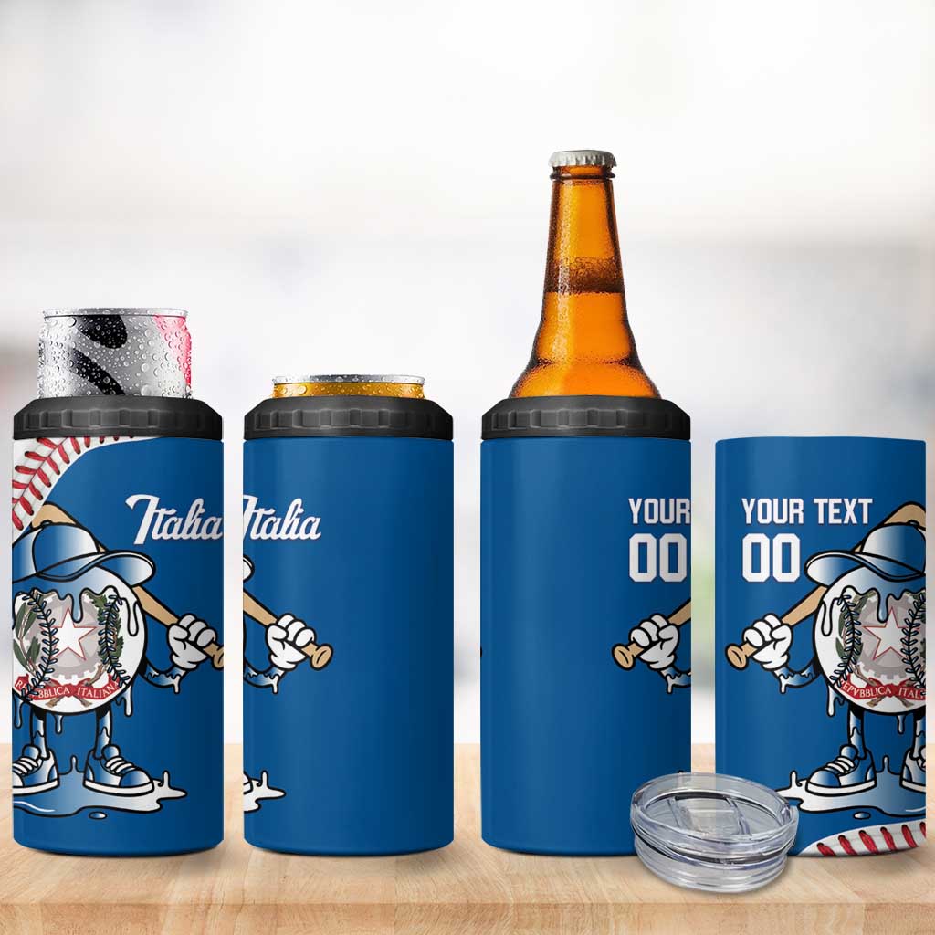 Italy 2026 Baseball Custom 4 in 1 Can Cooler Tumbler Go Champions Drip Style