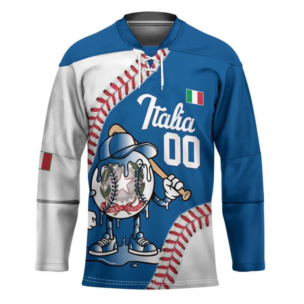 Italy 2026 Baseball Custom Hockey Jersey Go Champions Drip Style