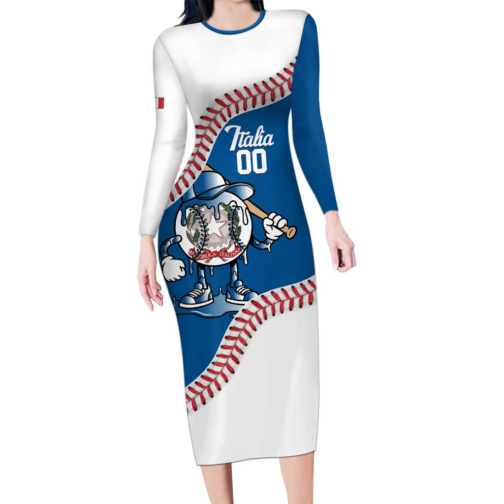Italy 2026 Baseball Custom Long Sleeve Bodycon Dress Go Champions Drip Style