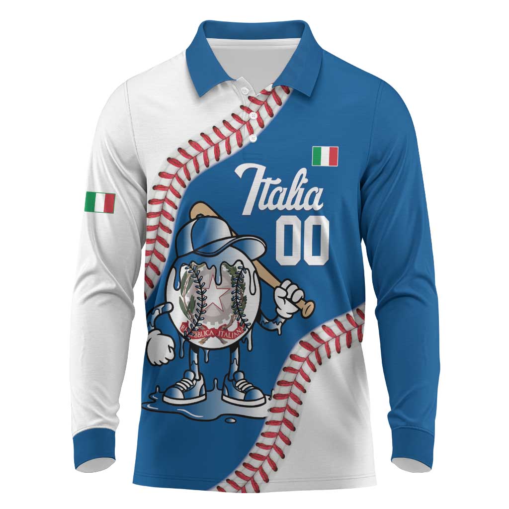 Italy 2026 Baseball Custom Long Sleeve Polo Shirt Go Champions Drip Style