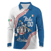 Italy 2026 Baseball Custom Long Sleeve Polo Shirt Go Champions Drip Style