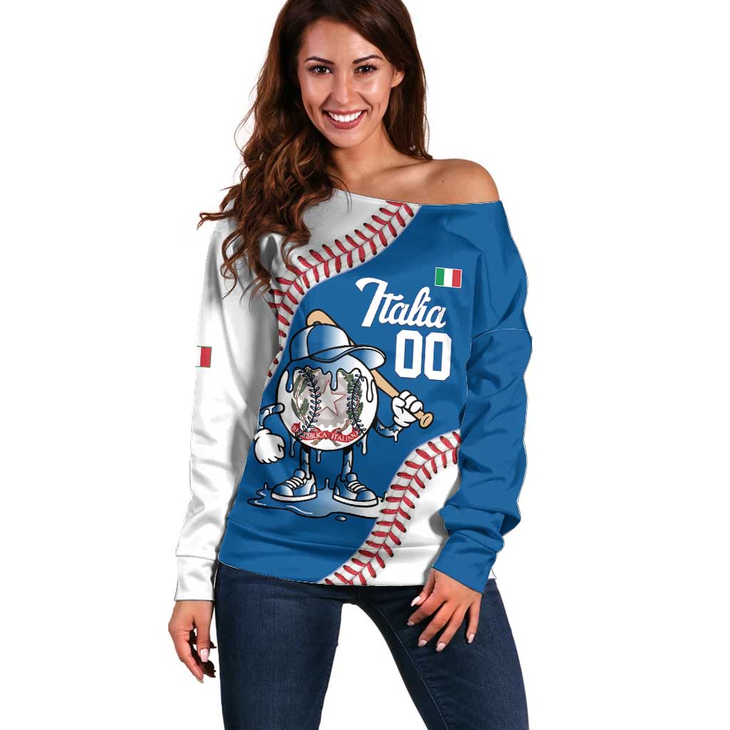 Italy 2026 Baseball Custom Off Shoulder Sweater Go Champions Drip Style