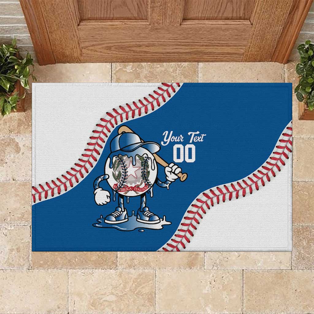 Italy 2026 Baseball Custom Rubber Doormat Go Champions Drip Style