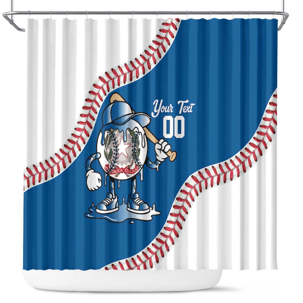 Italy 2026 Baseball Custom Shower Curtain Go Champions Drip Style