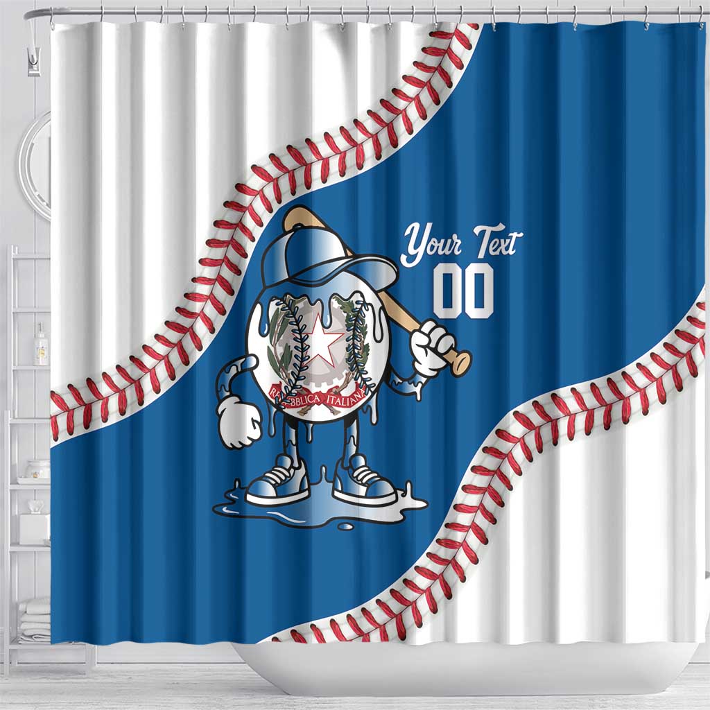 Italy 2026 Baseball Custom Shower Curtain Go Champions Drip Style