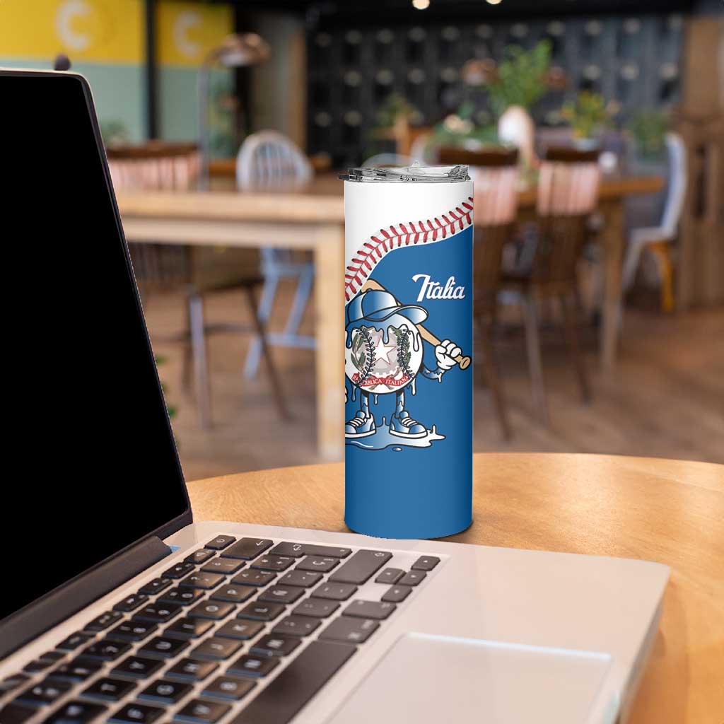 Italy 2026 Baseball Custom Skinny Tumbler Go Champions Drip Style