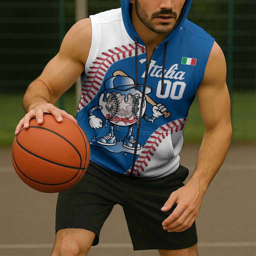 Italy 2026 Baseball Custom Sleeveless Zip Hoodie Go Champions Drip Style