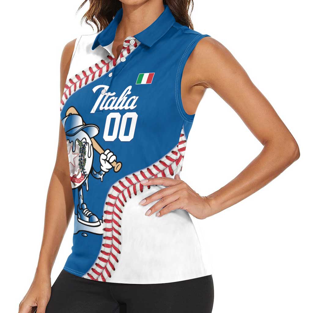 Italy 2026 Baseball Custom Women Sleeveless Polo Shirt Go Champions Drip Style