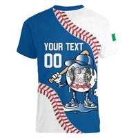 Italy 2026 Baseball Custom Women V-Neck T-Shirt Go Champions Drip Style