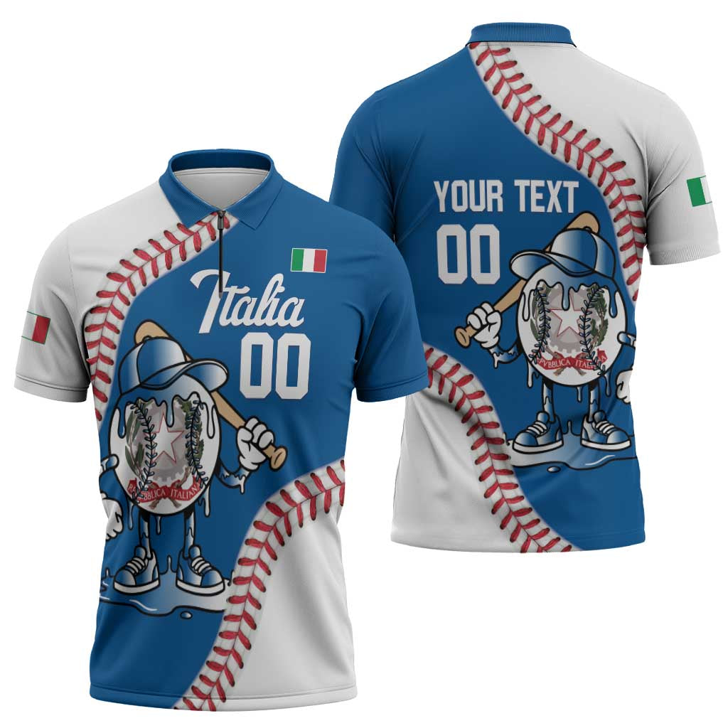 Italy 2026 Baseball Custom Zipper Polo Shirt Go Champions Drip Style