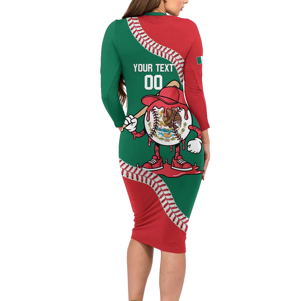 Mexico 2026 Baseball Custom Long Sleeve Bodycon Dress Go Champions Drip Style