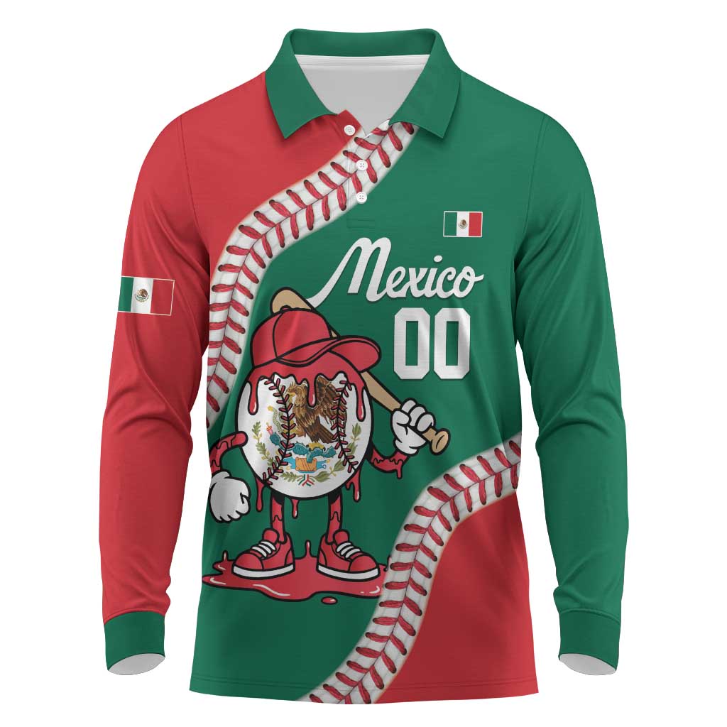 Mexico 2026 Baseball Custom Long Sleeve Polo Shirt Go Champions Drip Style