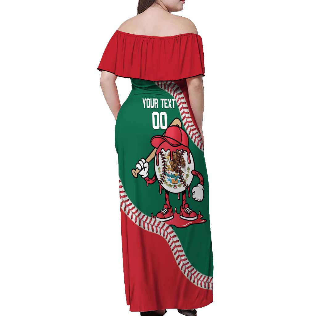Mexico 2026 Baseball Custom Off Shoulder Maxi Dress Go Champions Drip Style