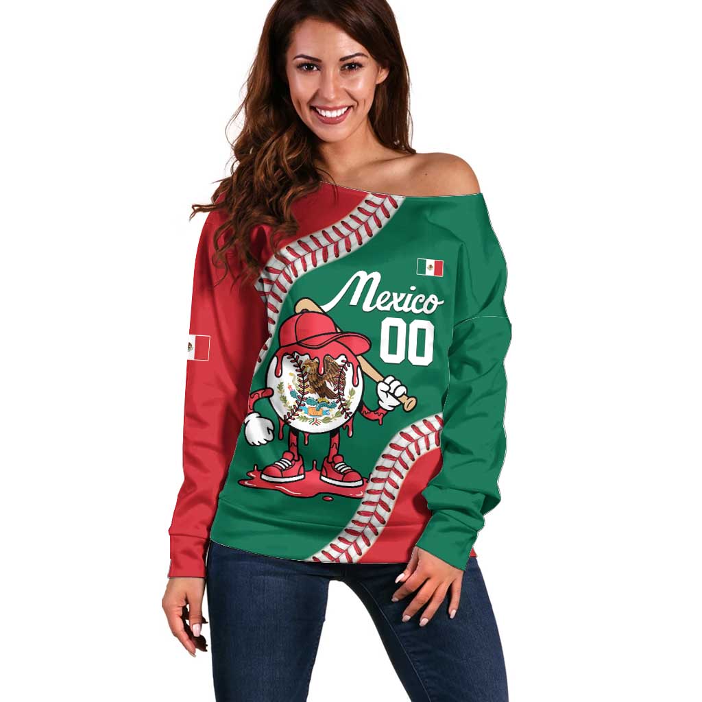 Mexico 2026 Baseball Custom Off Shoulder Sweater Go Champions Drip Style