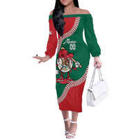 Mexico 2026 Baseball Custom Off The Shoulder Long Sleeve Dress Go Champions Drip Style