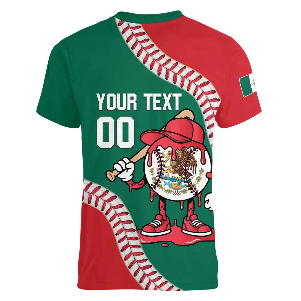 Mexico 2026 Baseball Custom Women V-Neck T-Shirt Go Champions Drip Style