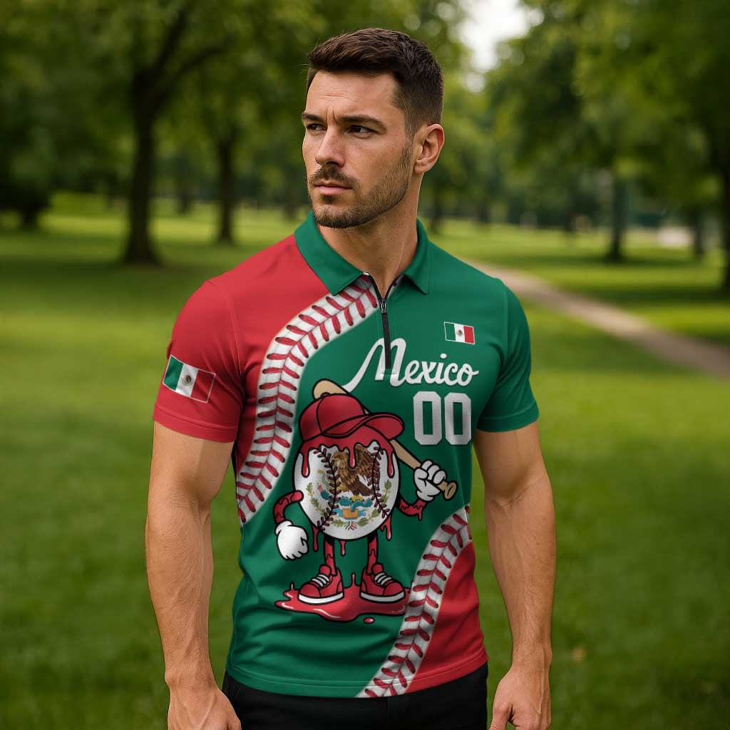 Mexico 2026 Baseball Custom Zipper Polo Shirt Go Champions Drip Style