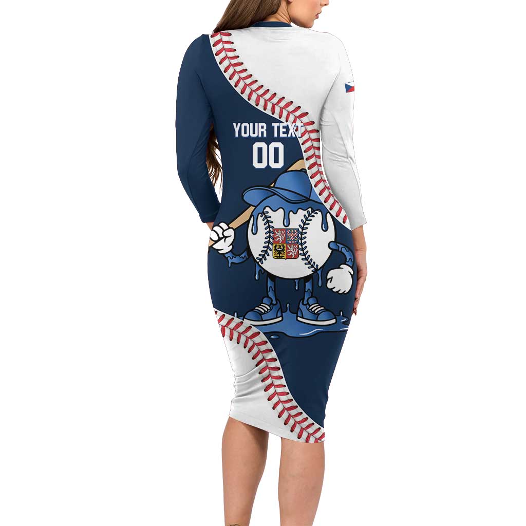 Czech Republic 2026 Baseball Custom Long Sleeve Bodycon Dress Go Cesko Drip Style