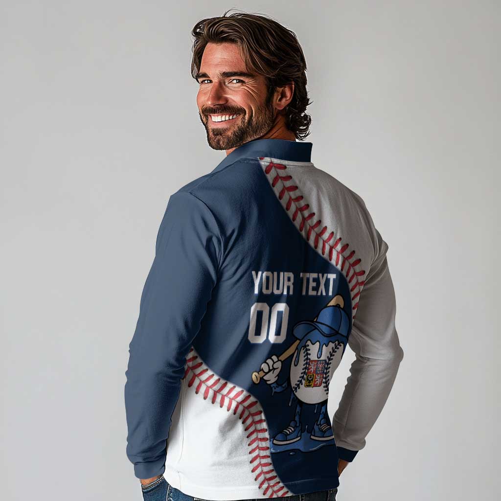 Czech Republic 2026 Baseball Custom Long Sleeve Polo Shirt Go Cesko Drip Style