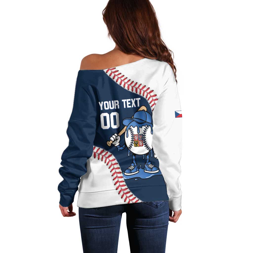 Czech Republic 2026 Baseball Custom Off Shoulder Sweater Go Cesko Drip Style