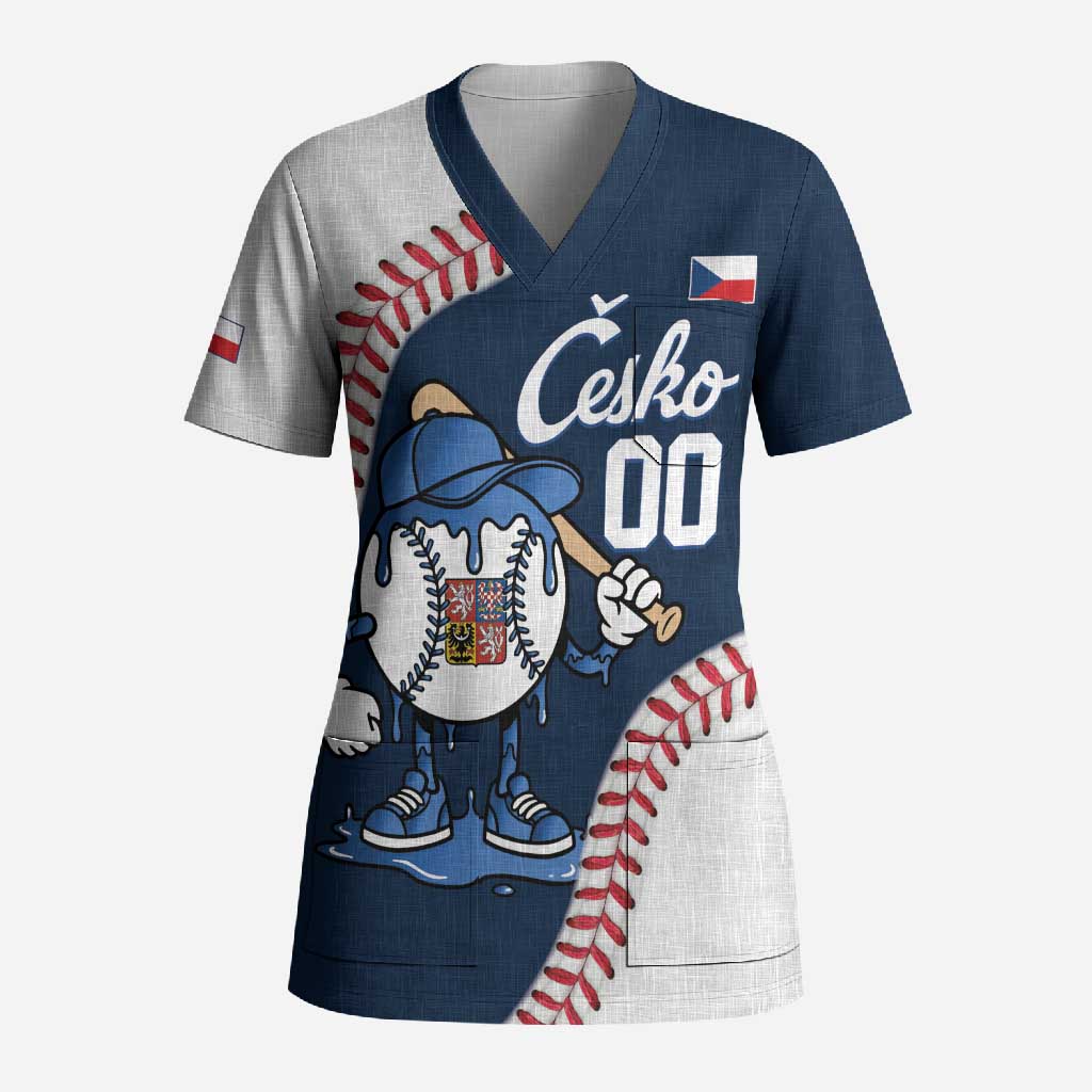 Czech Republic 2026 Baseball Custom Scrub Top Go Cesko Drip Style