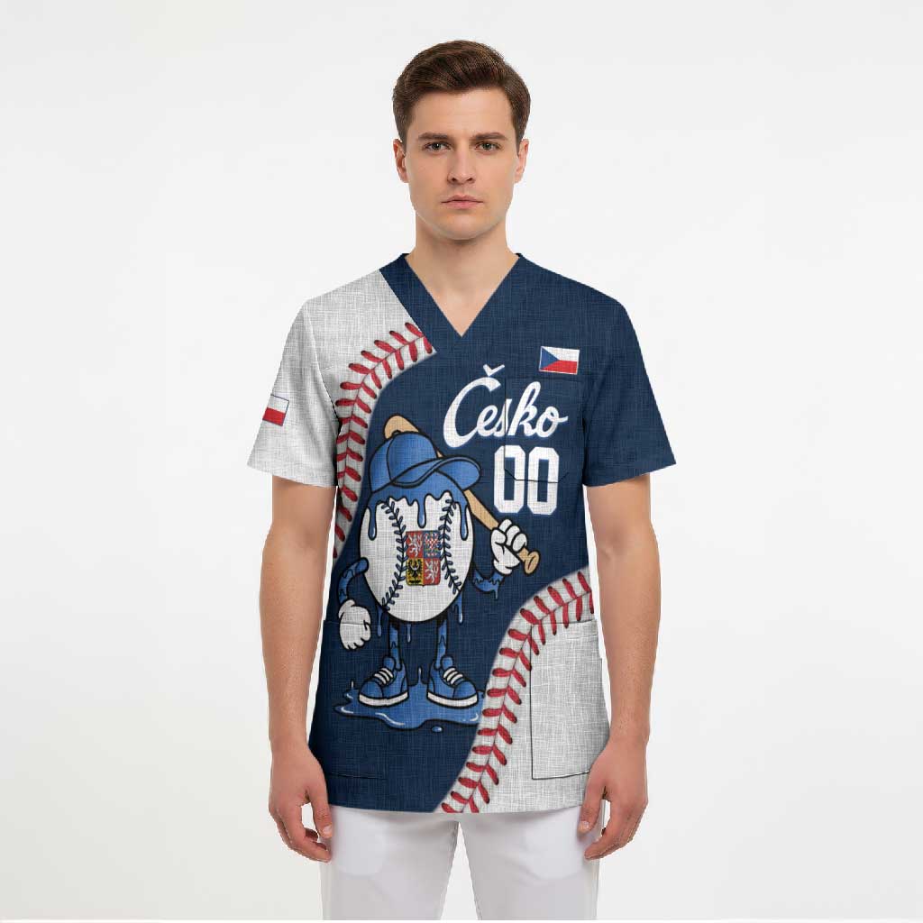 Czech Republic 2026 Baseball Custom Scrub Top Go Cesko Drip Style