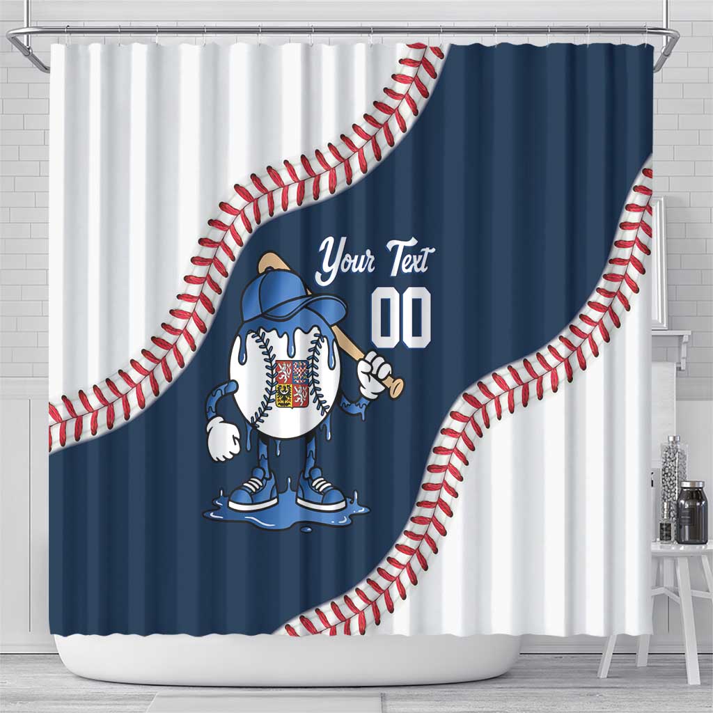 Czech Republic 2026 Baseball Custom Shower Curtain Go Cesko Drip Style