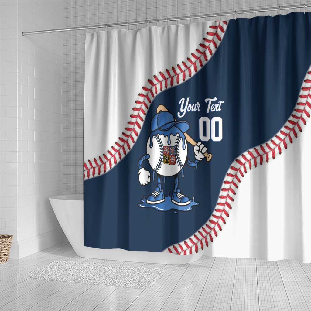 Czech Republic 2026 Baseball Custom Shower Curtain Go Cesko Drip Style