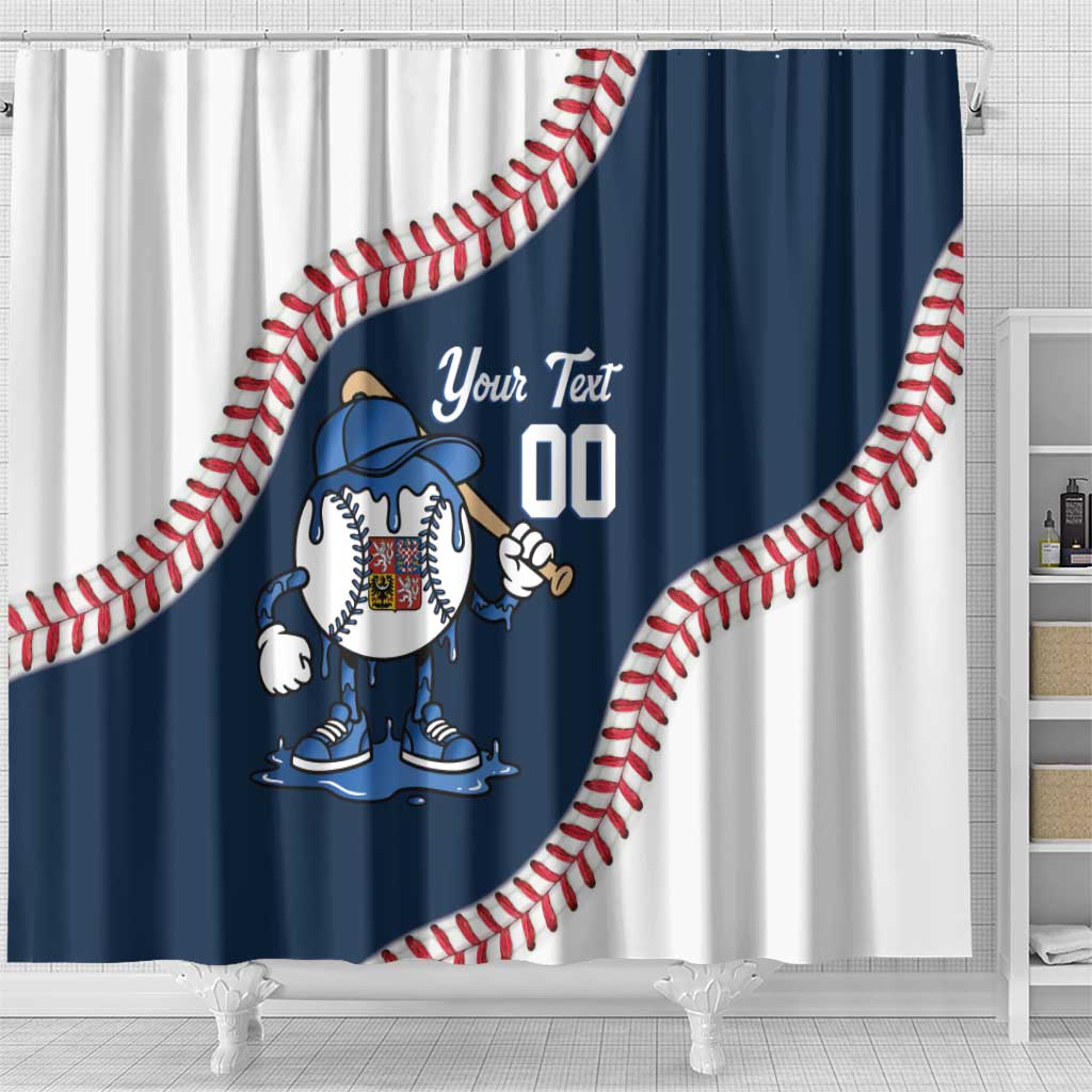 Czech Republic 2026 Baseball Custom Shower Curtain Go Cesko Drip Style