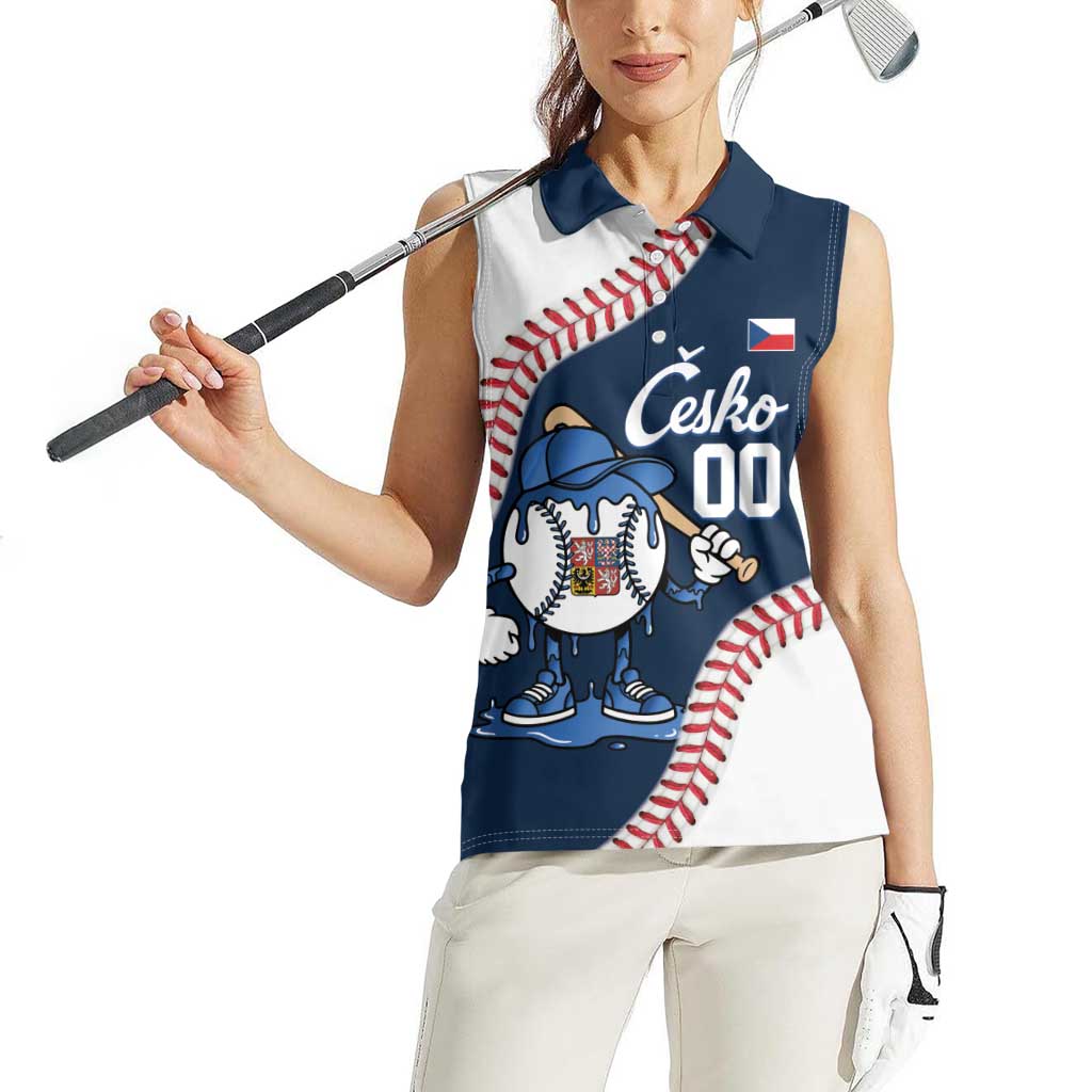 Czech Republic 2026 Baseball Custom Women Sleeveless Polo Shirt Go Cesko Drip Style