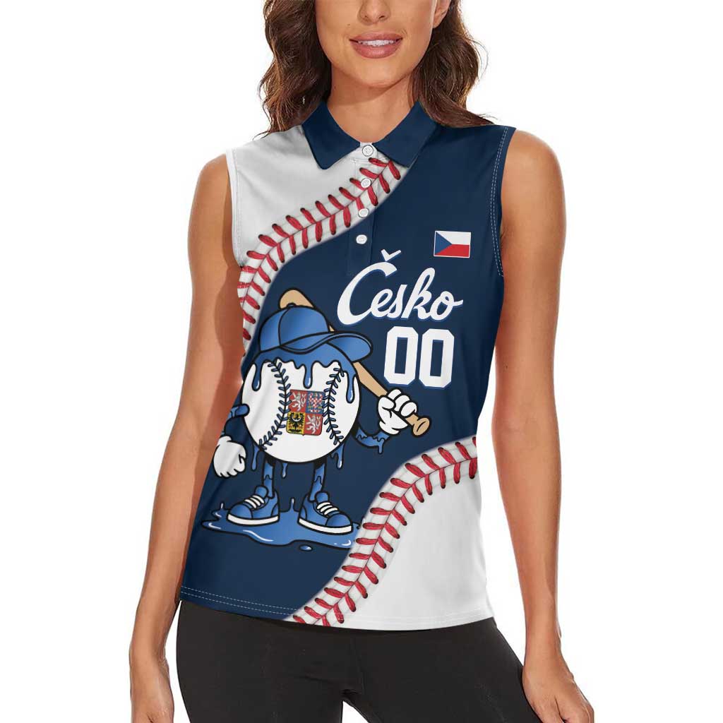 Czech Republic 2026 Baseball Custom Women Sleeveless Polo Shirt Go Cesko Drip Style