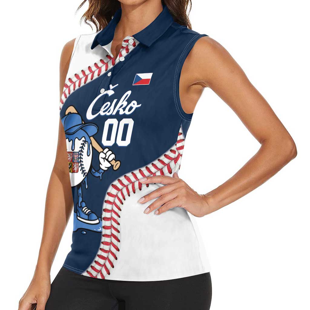 Czech Republic 2026 Baseball Custom Women Sleeveless Polo Shirt Go Cesko Drip Style