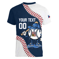 Czech Republic 2026 Baseball Custom Women V-Neck T-Shirt Go Cesko Drip Style