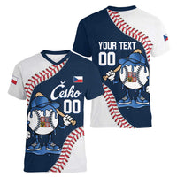 Czech Republic 2026 Baseball Custom Women V-Neck T-Shirt Go Cesko Drip Style