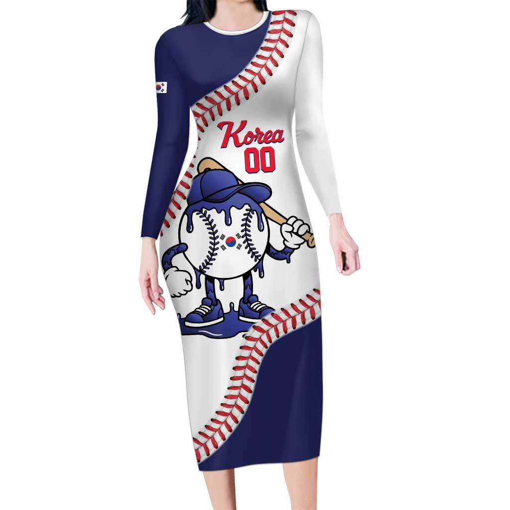 South Korea 2026 Baseball Custom Long Sleeve Bodycon Dress Go Champions Drip Style