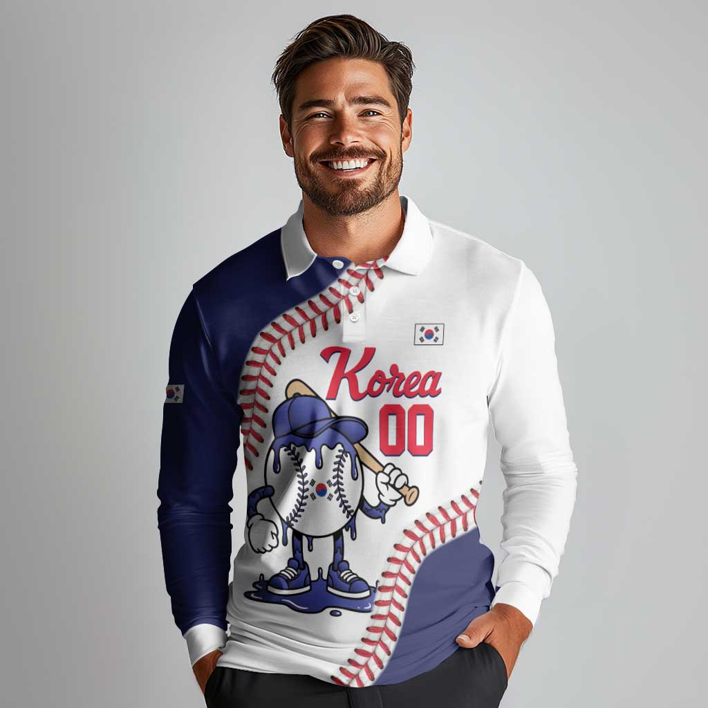 South Korea 2026 Baseball Custom Long Sleeve Polo Shirt Go Champions Drip Style