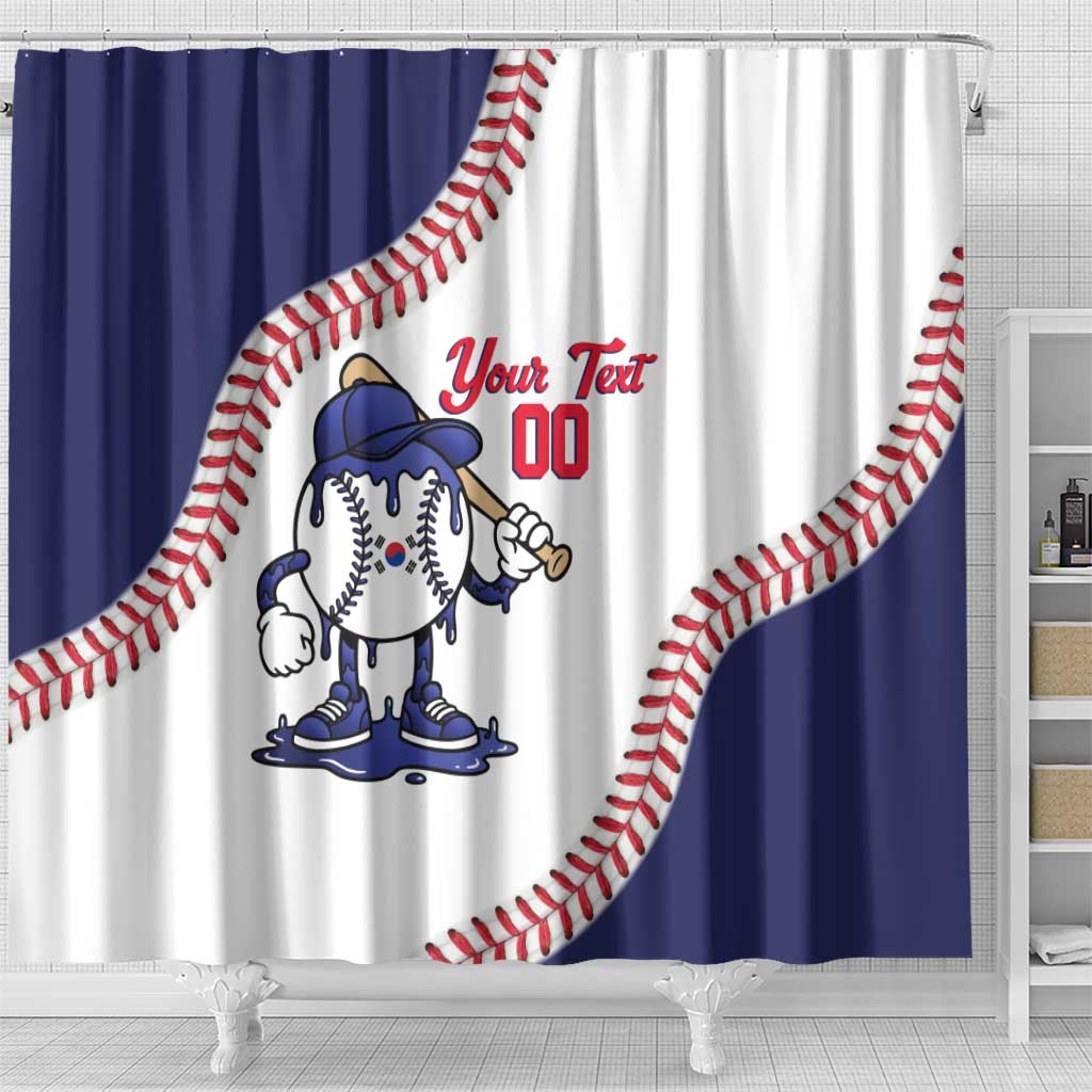 South Korea 2026 Baseball Custom Shower Curtain Go Champions Drip Style